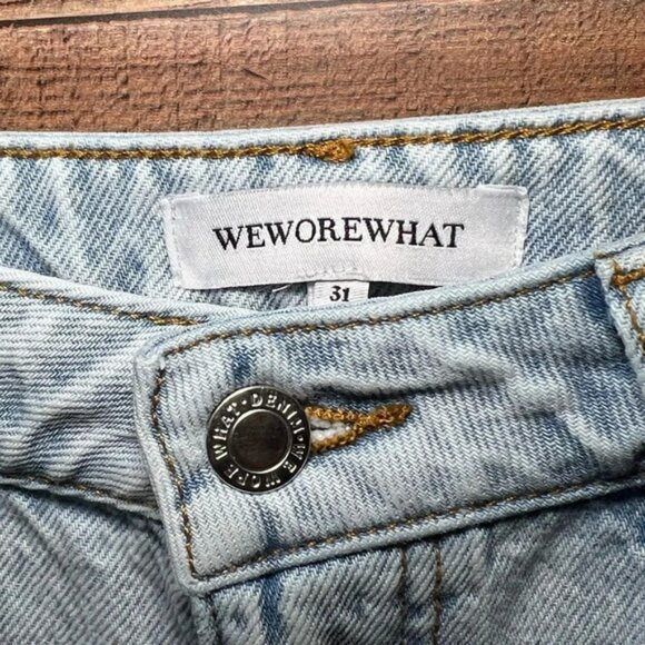 WeWoreWhat Mom Slit Straight Light Denim Jeans Women's size 31 high waisted - Picture 6 of 12